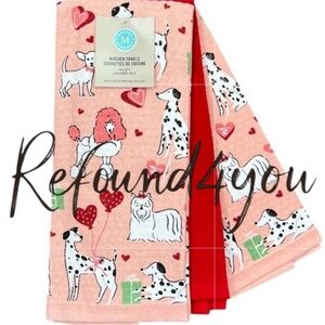Martha Stewart - ‘Valentine Doggies’ dish towels (3) NWT *Last One Firm!